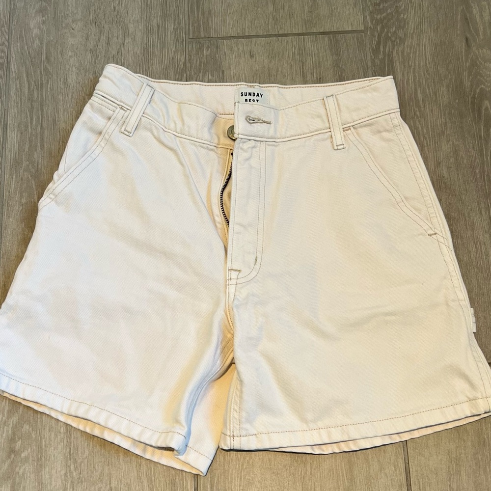 Sunday Best White Cargo Jean Shorts